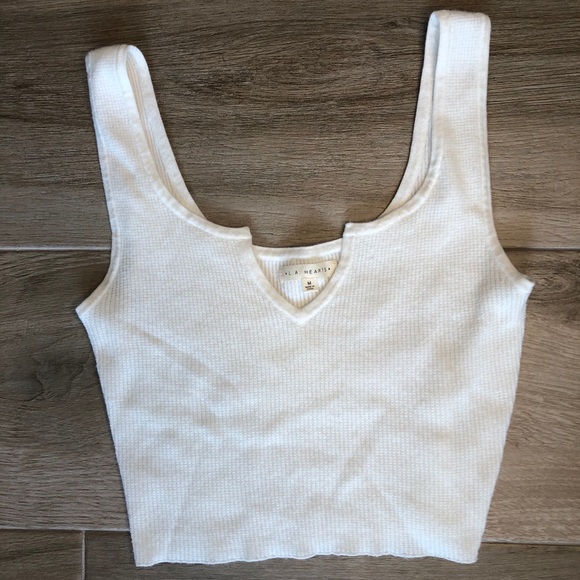 LA Hearts Waffle Knit Henley Tank Top in White - Picture 2 of 4